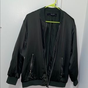 Zara silk olive green bomber jacket